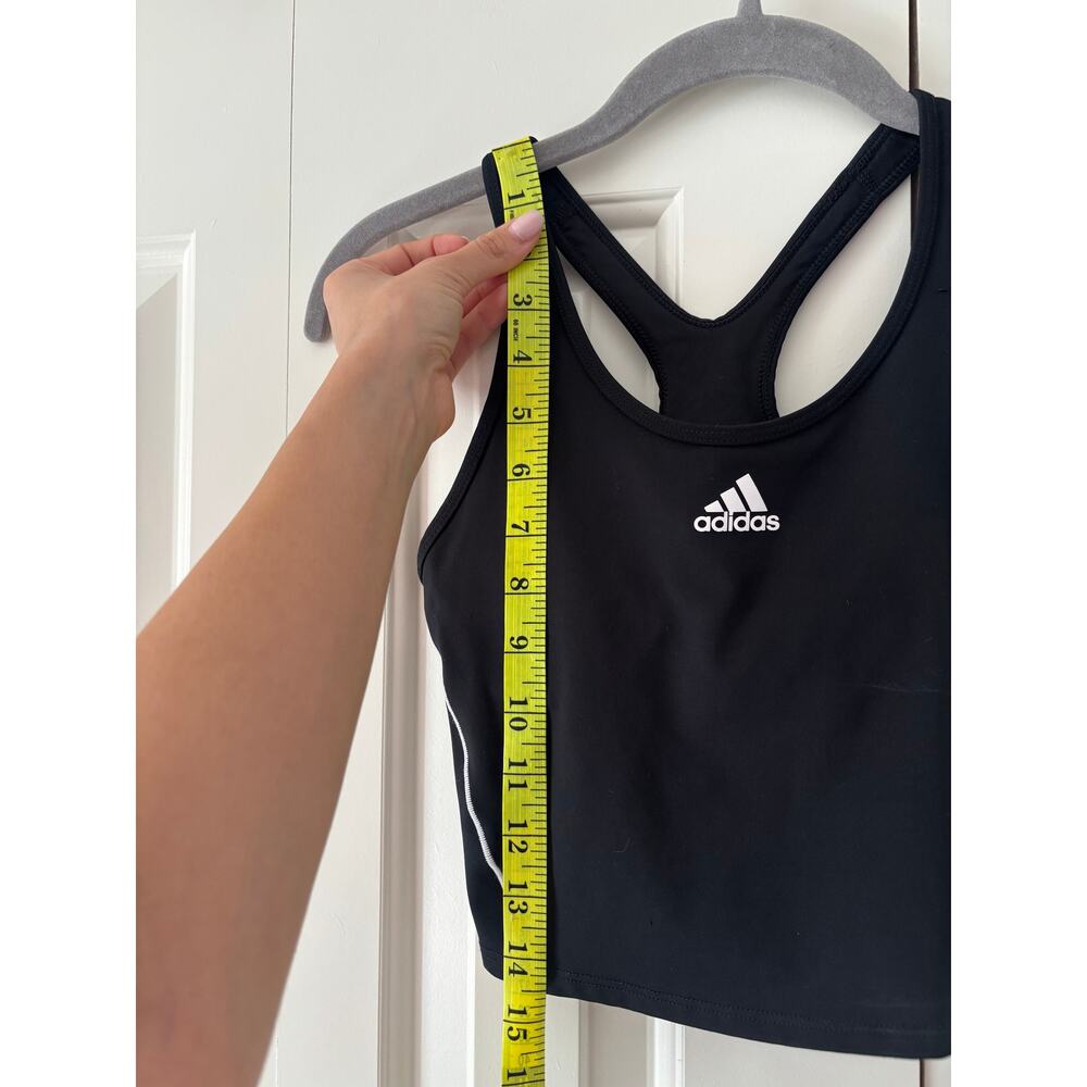 Adidas Black Racerback Cropped Sports Tank XS - Picture 4 of 8